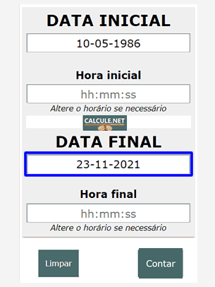 Digite a data final