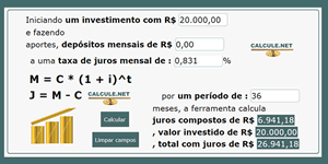 Calculadora de juros compostos | Calcule.net