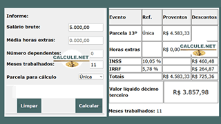 Calculadora de décimo terceiro salário | Calcule.net