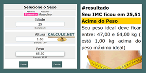 Calcular IMC e peso ideal | Calcule.net